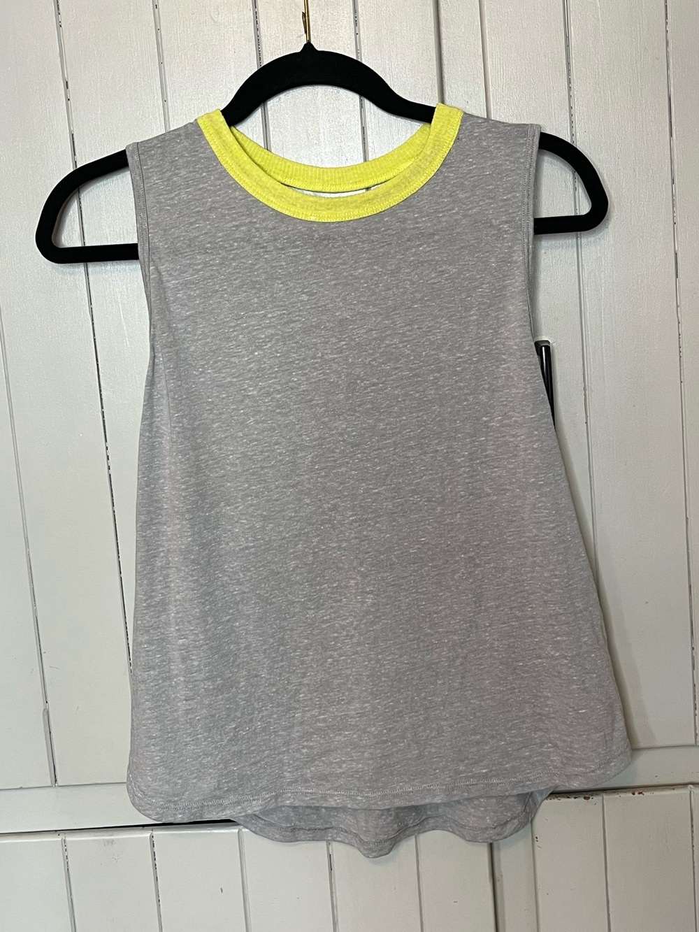 Free People Movement Gray Sleeveless Tank with Yellow Trim Backing Size Medium
